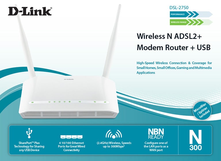 مودم روتر D-LINK مدل DSL-2750U